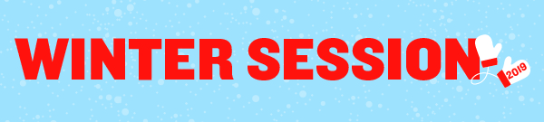 winter session text and snowflakes